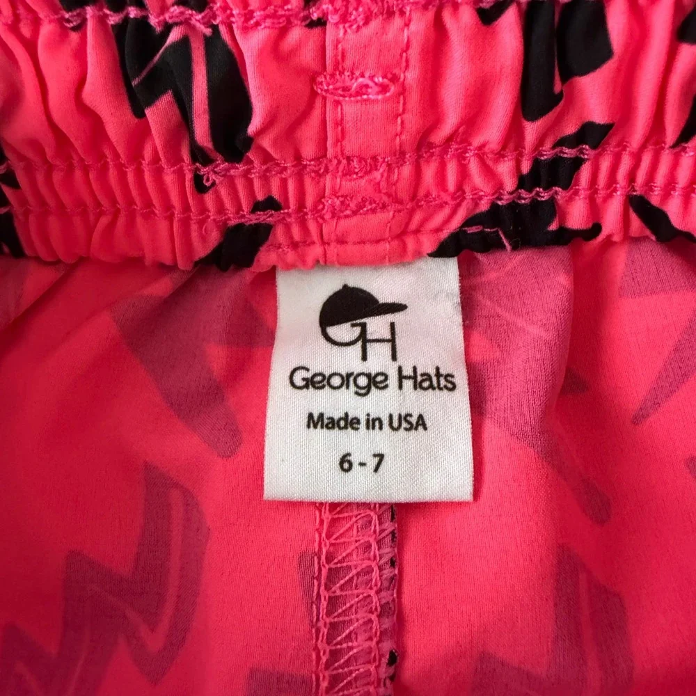 George Hats Kids Neon Pink Lightning Bolt Hybrid Swim Shorts Spotfast UPF 50 6-7